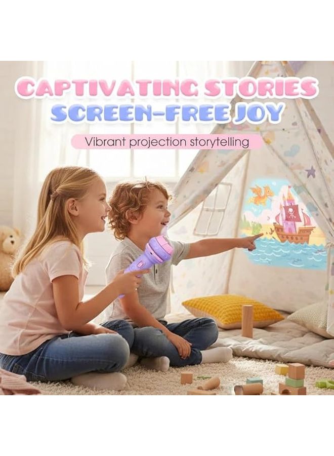 مشروع تعليمي للأطفال مع مصباح عرض أزرق مزين بالزهور وبطاقات قصصية ثلاثية للمتعة على الجدران والأسقف - Image 4